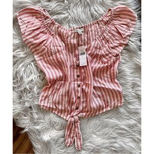 💥MOVING SALE | NWT AE mauve & white striped tie top